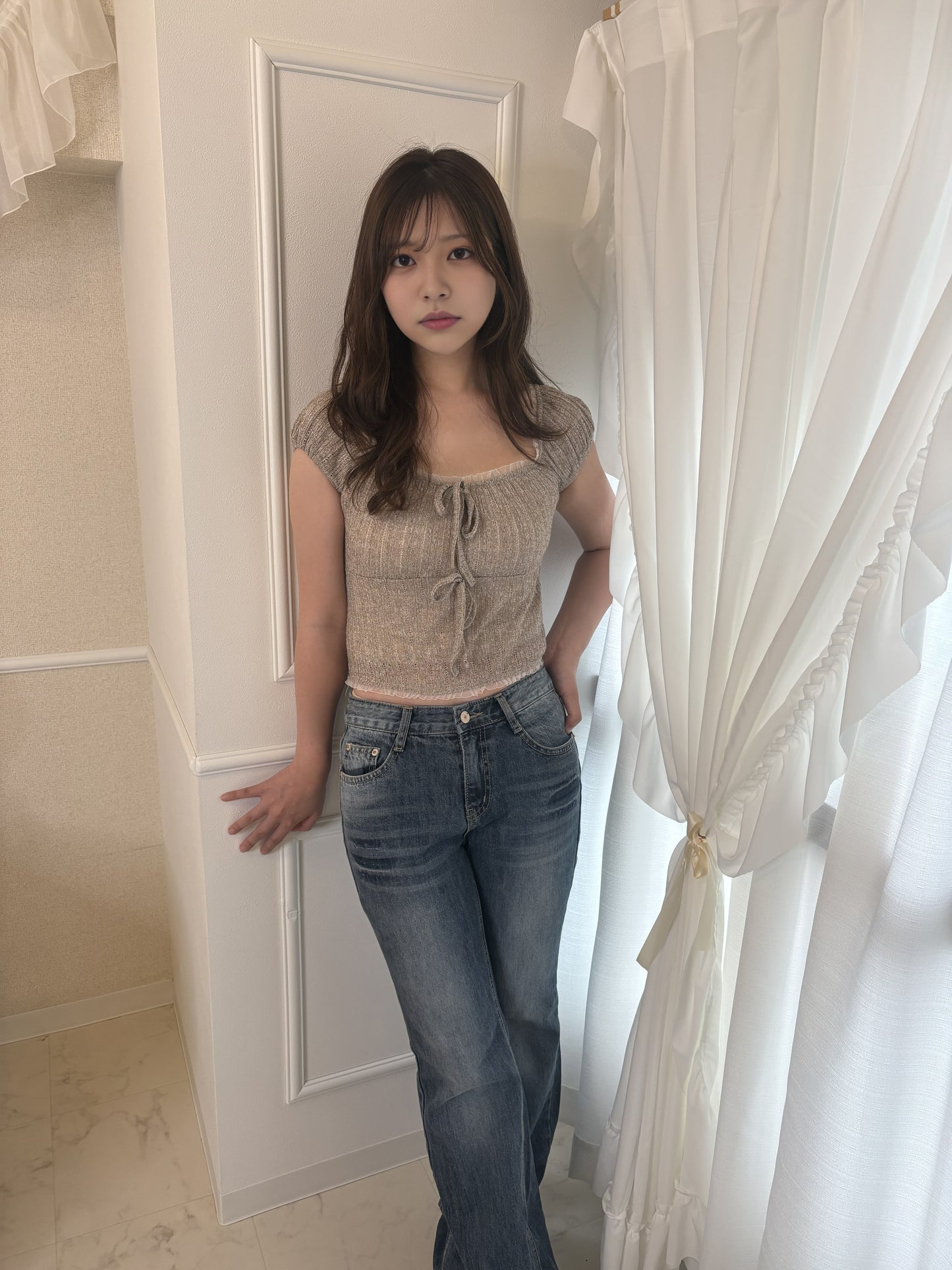 フロントダブルリボンカットソー